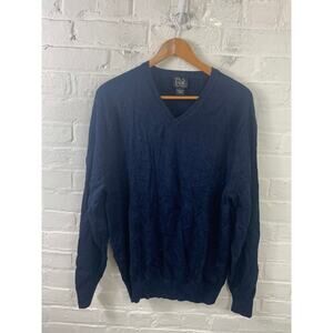 Jos. A. Bank Women's V-Neck Knit Pullover Sweater Long Sleeve Blue Size Large